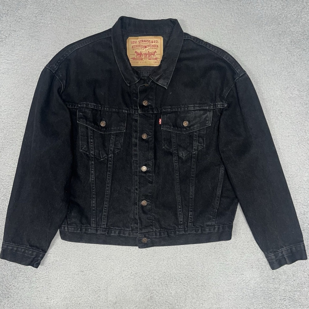 VTG Levi's Type 3 Trucker Jacket Mens Sz L Black Denim 70598-4159 Made in USA